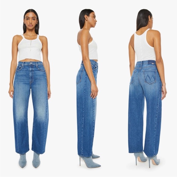 MOTHER Denim - MOTHER High-Rise Straight Jeans in Medium Blue Wash